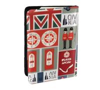 HJLUUFT England Symbols Print Leather Passport Case, Passport Cover with Credit Card Holder for Women Men Family ID Travel