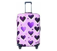 HJLUUFT Fashional Purple Hearts Print Travel Luggage Cover Suitcase Cover Protector Suitcase Washable Baggage Covers Anti-Scratch