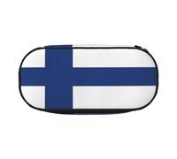 HJLUUFT Finnish flag print Pencil Bag Pouch Case,Pen Bags Pencil Pouch Organizer for Office College School Daily Use, Black, One Size, Cute