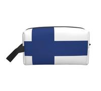HJLUUFT Finnish flag print Travel Toiletry Bag, Portable Makeup Cosmetic Bag Travel Essentials Organizer Travel Bag, White, One Size