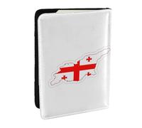 HJLUUFT Flag Map of Georgia Print Leather Passport Cover for Men Women, Travel Wallet Passport Holder Case for Family