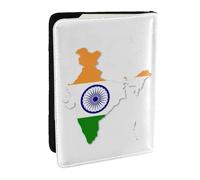 HJLUUFT Flag Map of India Print Leather Passport Cover for Men Women, Travel Wallet Passport Holder Case for Family