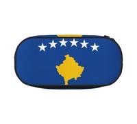 HJLUUFT Flag of Kosovo print Makeup Cosmetic Bag Stationary Kawaii Pencil Box Pouch Gadget Organizer Bag with Zipper