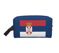 HJLUUFT Flag of Serbia print Travel Toiletry Bag, Portable Makeup Cosmetic Bag Travel Essentials Organizer Travel Bag, White, One Size