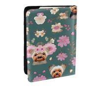 HJLUUFT Floral Pattern Print Leather Passport Case, Passport Cover with Credit Card Holder for Women Men Family ID Travel