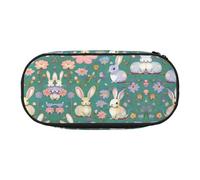 HJLUUFT Flowers Bunnies Birds print Makeup Cosmetic Bag Stationary Kawaii Pencil Box Pouch Gadget Organizer Bag with Zipper