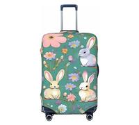 HJLUUFT Flowers Bunnies Birds Print Travel Luggage Cover Suitcase Cover Protector Suitcase Washable Baggage Covers Anti-Scratch