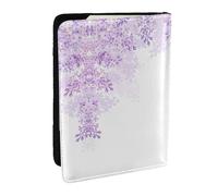 HJLUUFT Framing Lilac Flowers Print Leather Passport Cover for Men Women, Travel Wallet Passport Holder Case for Family