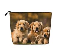 HJLUUFT Golden Retriever dogs puppies pets print Travel Makeup Bags Cosmetic Organizer Bag Large Capacity Make up Bag Toiletry Bag for Women, Black, One Size