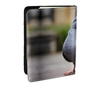 HJLUUFT Grey Pigeon Print Leather Passport Case, Passport Cover with Credit Card Holder for Women Men Family ID Travel