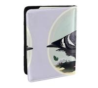 HJLUUFT Grey Pigeon Print Print Leather Passport Case, Passport Cover with Credit Card Holder for Women Men Family ID Travel