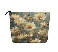 HJLUUFT Growing daisies print Travel Makeup Bags Cosmetic Organizer Bag Large Capacity Make up Bag Toiletry Bag for Women, Black, One Size