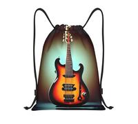 HJLUUFT Guitar Bass Music Musical Instrument Cinch Bag - Stylish and Convenient String Backpack and Draw String Back Bag for All Your Needs, Black, S