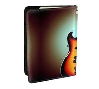 HJLUUFT Guitar Bass Music Musical Instrument Print Leather Passport Wallet for Men Women, Passport Holder Case Travel Passport Cover for Family