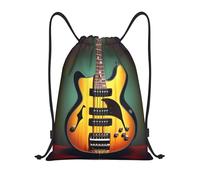 HJLUUFT Guitar Bass Music Musical Instruments Cinch Bag - Stylish and Convenient String Backpack and Draw String Back Bag for All Your Needs, Black, S