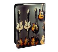 HJLUUFT Guitar Collection Print Leather Passport Wallet for Men Women, Passport Holder Case Travel Passport Cover for Family
