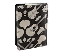 HJLUUFT Guitar Pattern Print Leather Passport Case, Passport Cover with Credit Card Holder for Women Men Family ID Travel