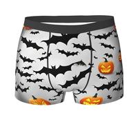 HJLUUFT Halloween Flying Bats Breathable Men's Boxer Briefs - Print Men's Trunks Underwear - Cotton Stretch Moisture-Wicking Underwear for Men, Black, M