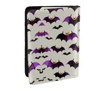 HJLUUFT Halloween Flying Purple Bats Print Leather Passport Wallet for Men Women, Passport Holder Case Travel Passport Cover for Family