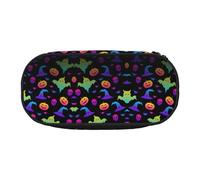 HJLUUFT Halloween Rainbow Ghost Print Pencil Case for Office College School Daily Use, Black, One Size, Cute
