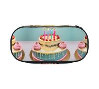 HJLUUFT Happy Birthday Big Cake print Pencil Case Simple Sturdy Multifunctional Pencil Bag Office Stationery Organizer