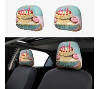 HJLUUFT Happy Birthday Big Cake Universal Car Seat Headrest Covers, Breathable, and Portable Automotive Seat Cover Car Accessories