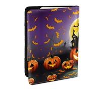 HJLUUFT Happy Halloween Day Print Leather Passport Wallet for Men Women, Passport Holder Case Travel Passport Cover for Family