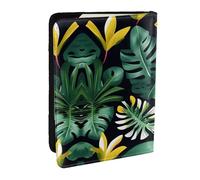 HJLUUFT Hawaiian Tropical Leaves Flower Print Leather Passport Wallet for Men Women, Passport Holder Case Travel Passport Cover for Family
