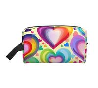 HJLUUFT Hearts in rainbow colors print Toiletry Bag for Men Women Traveling Toiletry Organizer Bag for Adult Door Room Essentials, White, One Size