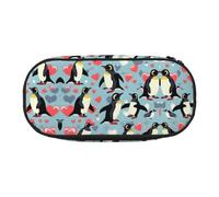 HJLUUFT I Love Penguins print Pencil Bag Pouch Case,Pen Bags Pencil Pouch Organizer for Office College School Daily Use