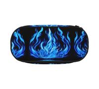 HJLUUFT Indigo Flame print print Makeup Cosmetic Bag Stationary Kawaii Pencil Box Pouch Gadget Organizer Bag with Zipper
