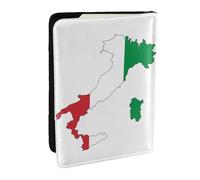 HJLUUFT Italian Flag Map Print Leather Passport Cover for Men Women, Travel Wallet Passport Holder Case for Family