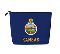 HJLUUFT Kansas State Flag print Travel Makeup Bags Cosmetic Organizer Bag Large Capacity Make up Bag Toiletry Bag for Women, Black, One Size