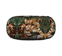HJLUUFT Leopard pattern print Makeup Cosmetic Bag Stationary Kawaii Pencil Box Pouch Gadget Organizer Bag with Zipper