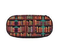 HJLUUFT Library Bookshelf Print Pencil Case Pencil Case Pen Bag Organizer for Office College School Daily Use, black, standard size, cute