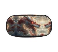 HJLUUFT Lion-dragon red print Pencil Bag Pouch Case,Pen Bags Pencil Pouch Organizer for Office College School Daily Use