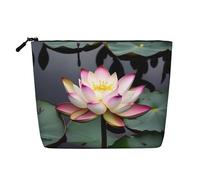 HJLUUFT lotuses Flower white print Travel Makeup Bags Cosmetic Organizer Bag Large Capacity Make up Bag Toiletry Bag for Women, Black, One Size