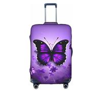 HJLUUFT Lovely Purple Butterflys Personalized Luggage Cover,Suitcase Protection with TSA-Approved Design - Fits Most 28-inch Suitcases, White, XL