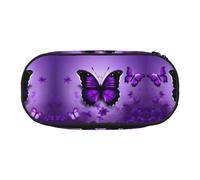 HJLUUFT Lovely Purple Butterflys print Makeup Cosmetic Bag Stationary Kawaii Pencil Box Pouch Gadget Organizer Bag with Zipper