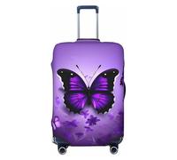 HJLUUFT Lovely Purple Butterflys Print Suitcase Cover Travel Luggage Cover Protector Suitcase Washable Baggage Covers Anti-Scratch