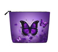 HJLUUFT Lovely Purple Butterflys print Travel Makeup Bags Cosmetic Organizer Bag Large Capacity Make up Bag Toiletry Bag for Women, Black, One Size