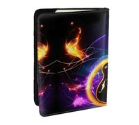 HJLUUFT Magic Electric Guitar Music Print Leather Passport Wallet for Men Women, Passport Holder Case Travel Passport Cover for Family
