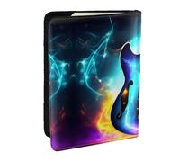 HJLUUFT Magic Electric Guitar Print Leather Passport Wallet for Men Women, Passport Holder Case Travel Passport Cover for Family