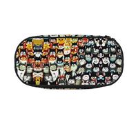 HJLUUFT many cartoon cat print Makeup Cosmetic Bag Stationary Kawaii Pencil Box Pouch Gadget Organizer Bag with Zipper