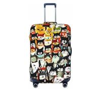 HJLUUFT Many Cartoon cat Print Travel Luggage Cover Suitcase Cover Protector Suitcase Washable Baggage Covers Anti-Scratch