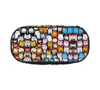 HJLUUFT many cartoon cats print Makeup Cosmetic Bag Stationary Kawaii Pencil Box Pouch Gadget Organizer Bag with Zipper