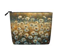 HJLUUFT Many daisies print Travel Makeup Bags Cosmetic Organizer Bag Large Capacity Make up Bag Toiletry Bag for Women, Black, One Size