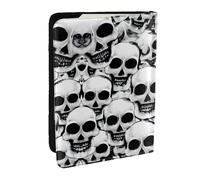 HJLUUFT Many Mexican Skull Print Leather Passport Wallet for Men Women, Passport Holder Case Travel Passport Cover for Family