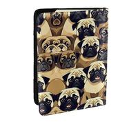 HJLUUFT Many Pug Dog Print Leather Passport Wallet for Men Women, Passport Holder Case Travel Passport Cover for Family