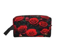 HJLUUFT many red rose print Toiletry Bag for Men Women Traveling Toiletry Organizer Bag for Adult Door Room Essentials, White, One Size